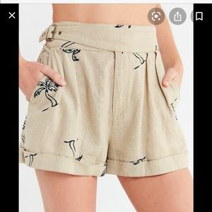 Urban Outfitters Joanie buckle palm shorts, size S
